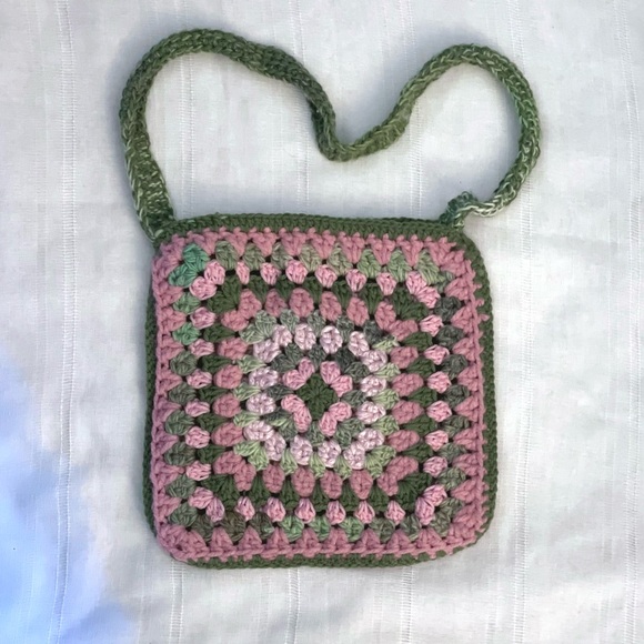 Pink and Green Crochet Tote - Picture 2 of 2